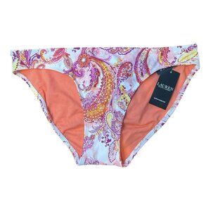 Lauren Ralph Lauren Women's Paisley Swim Bikini Size 8 Pink Orange Bottoms